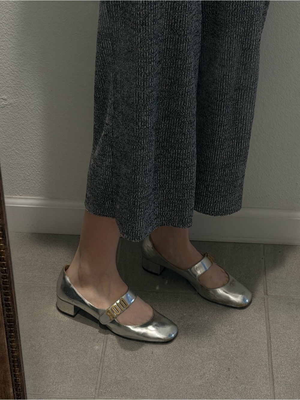 Vintage Christian Dior silver Mary Jane heels ✶